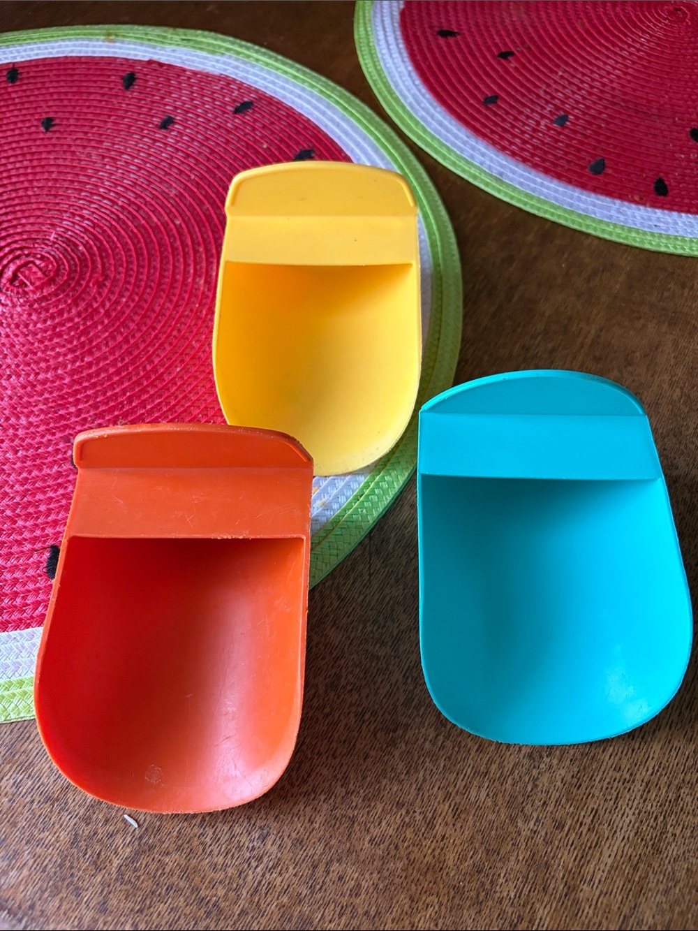 Tupperware Kids Snack Scoops – Orange, Yellow, Teal